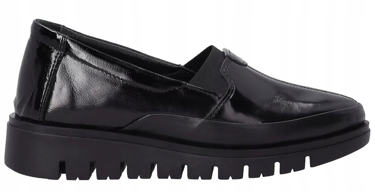 Venezia Černé Dámské Kožené Lakované Mokasíny 41