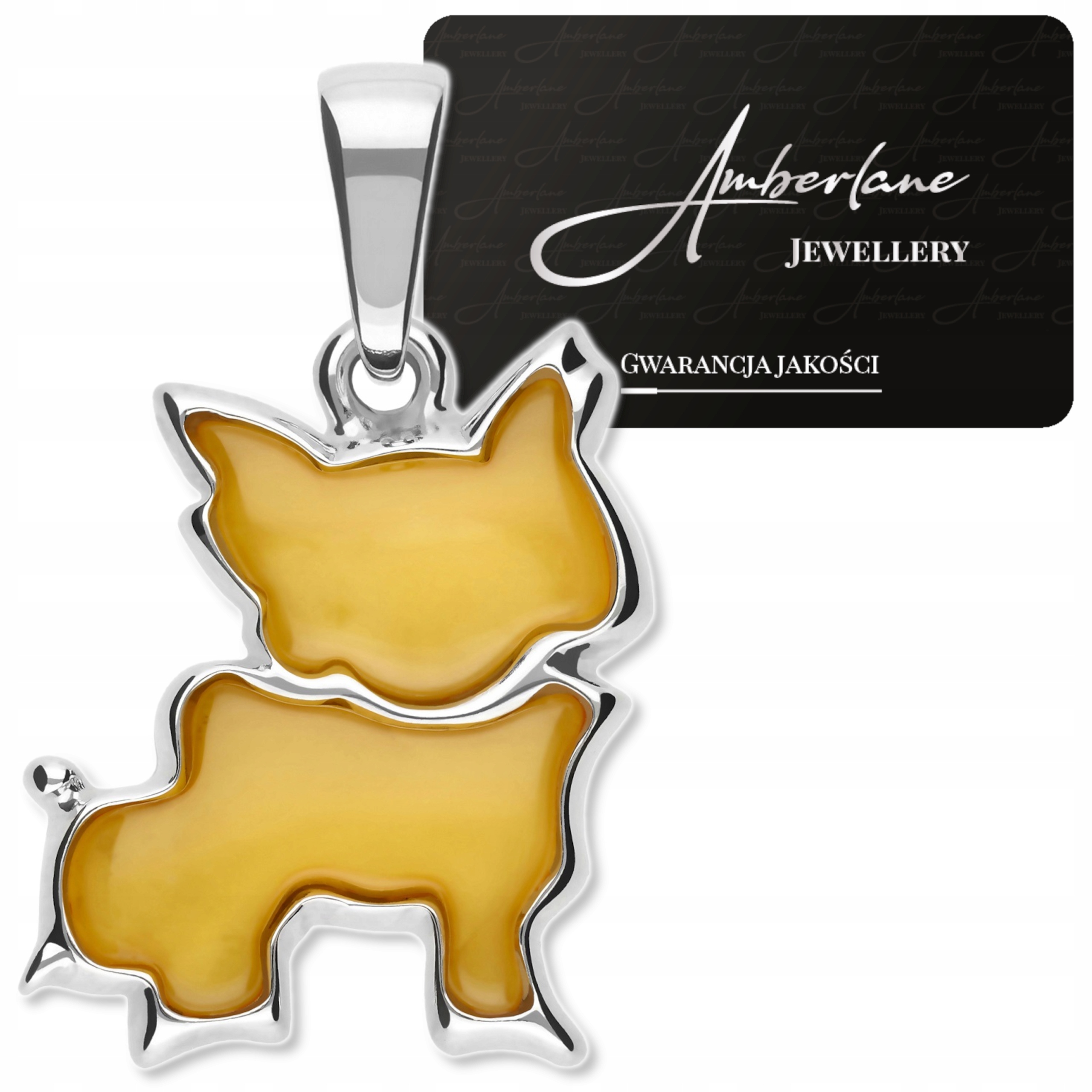 Stříbrný přívěsek Pes Buldoček z Bílého Jantaru stříbro 925 velký