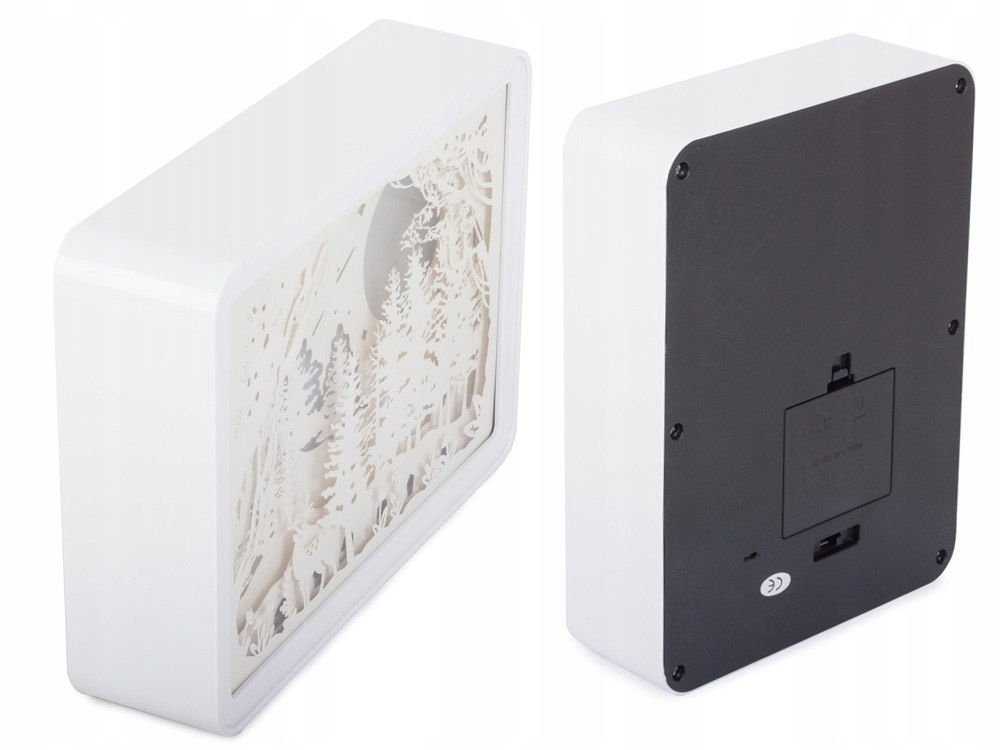 Projektor lampka nocna nastrojowa wycinanka 3D usb papierowa biała Zasilanie sieciowe