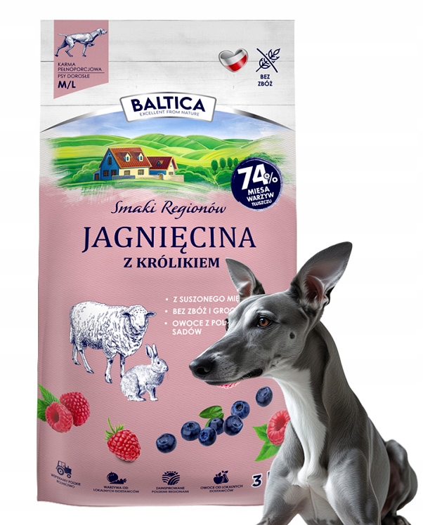 Levně Baltica Sr Adult jehněčí s králíkem M/L suché krmivo pro psy 3 kg
