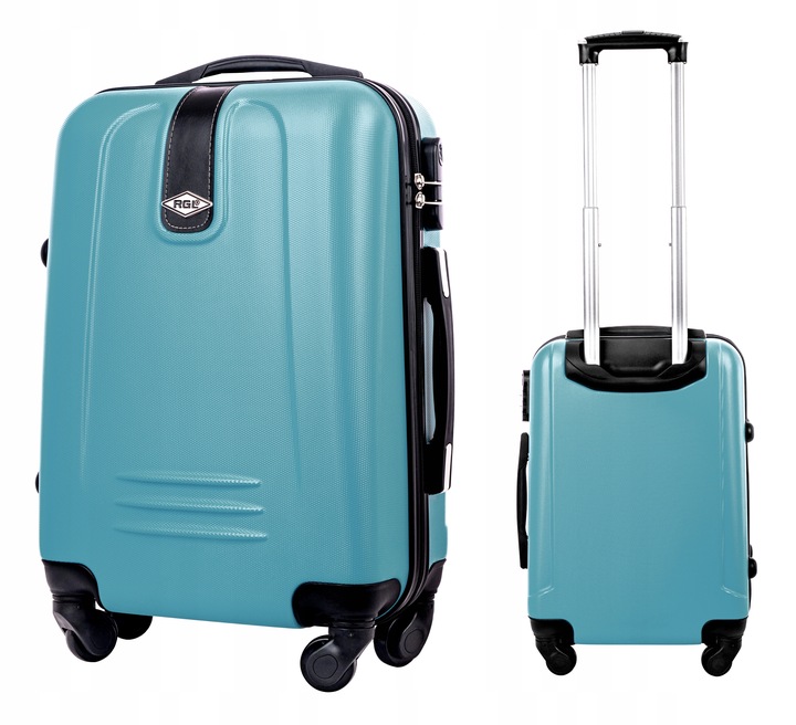 Walizka Średnia Bagaż Na 4 Kólkach Podróżna Abs Niebieski Metaliczny