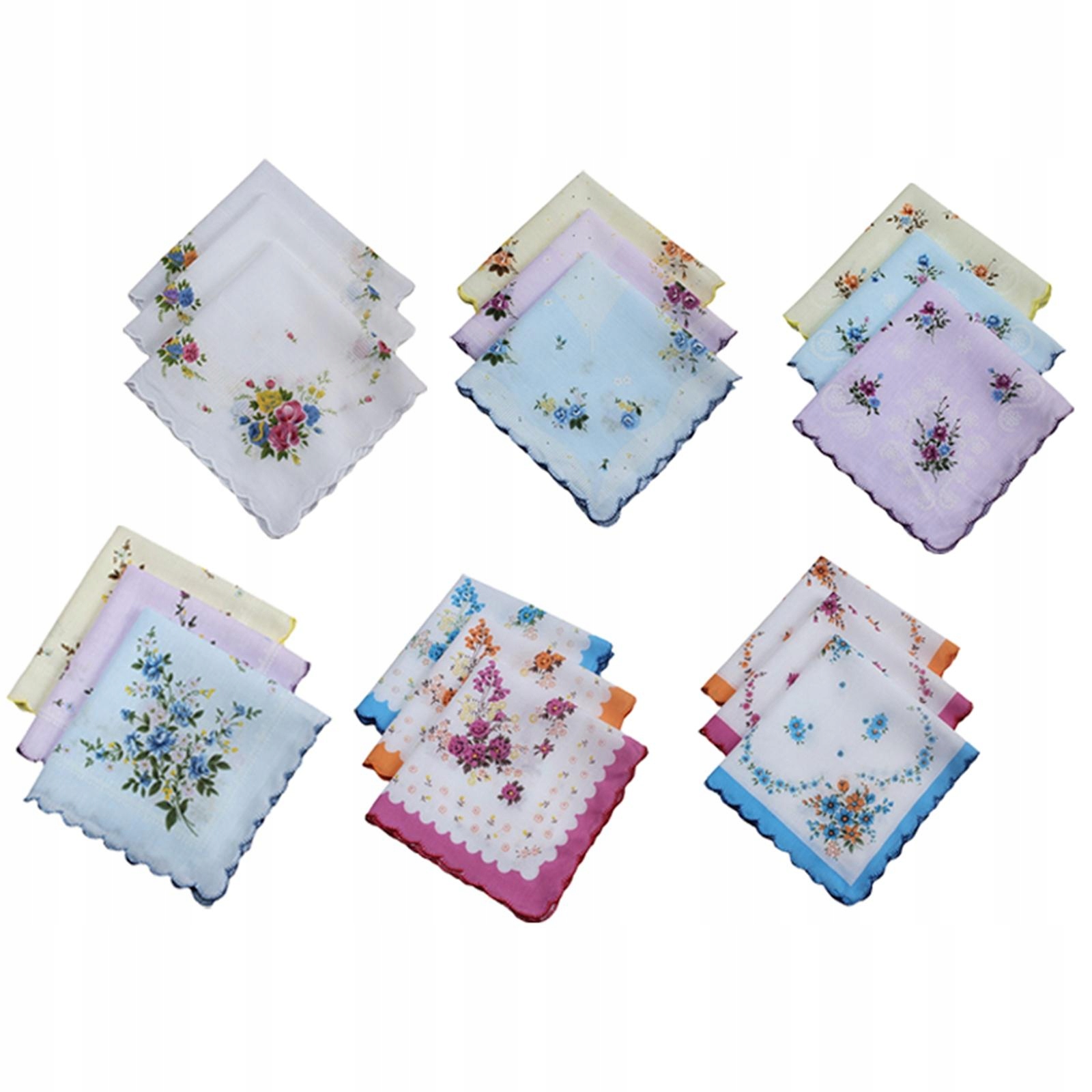 18Pcs Women Soft Cotton Party Hankie Multi-Color