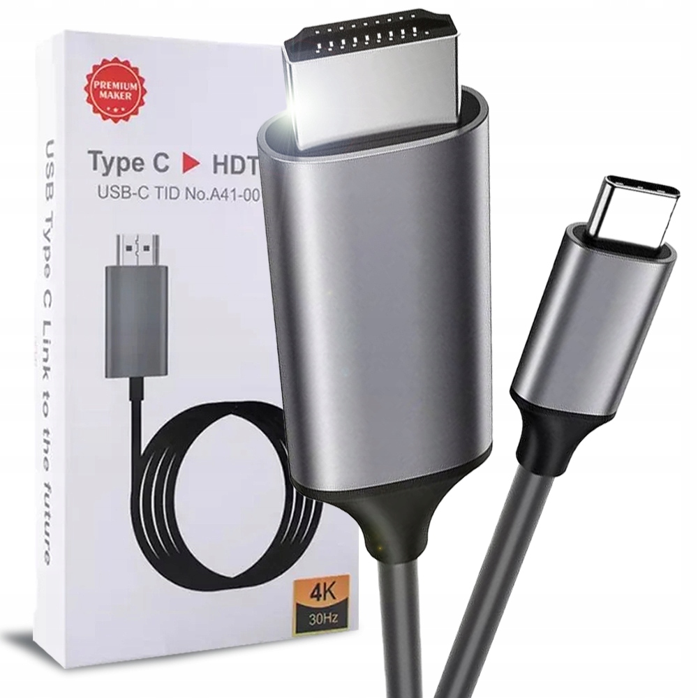 KABEL PRZEWÓD ADAPTER PRZEJŚCIÓWKA USB-C 3.1 TYP C DO HDMI 4K MHL 200cm