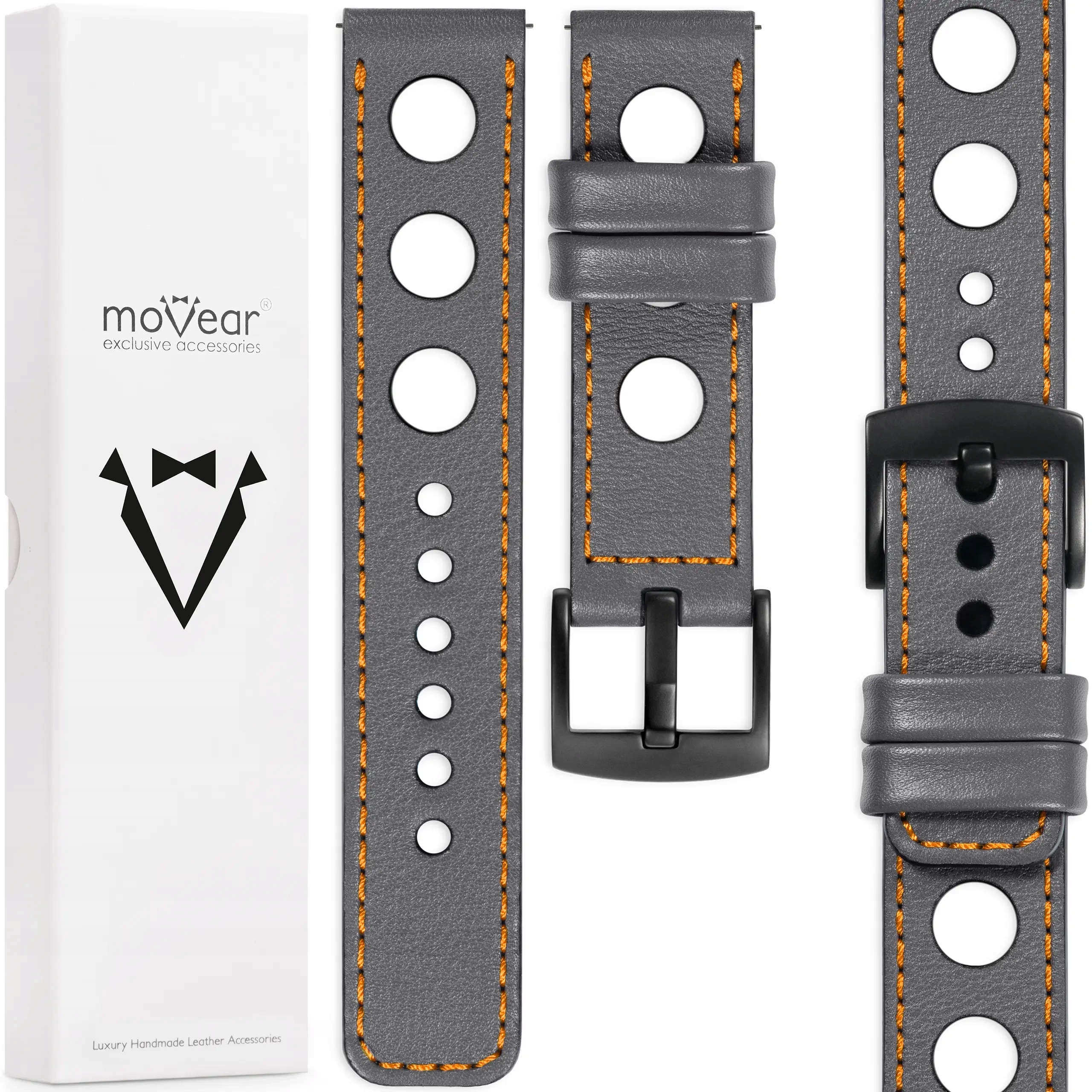 Exkluzivní řemínek 22 mm pro prémiové hodinky, elegantní, šedý