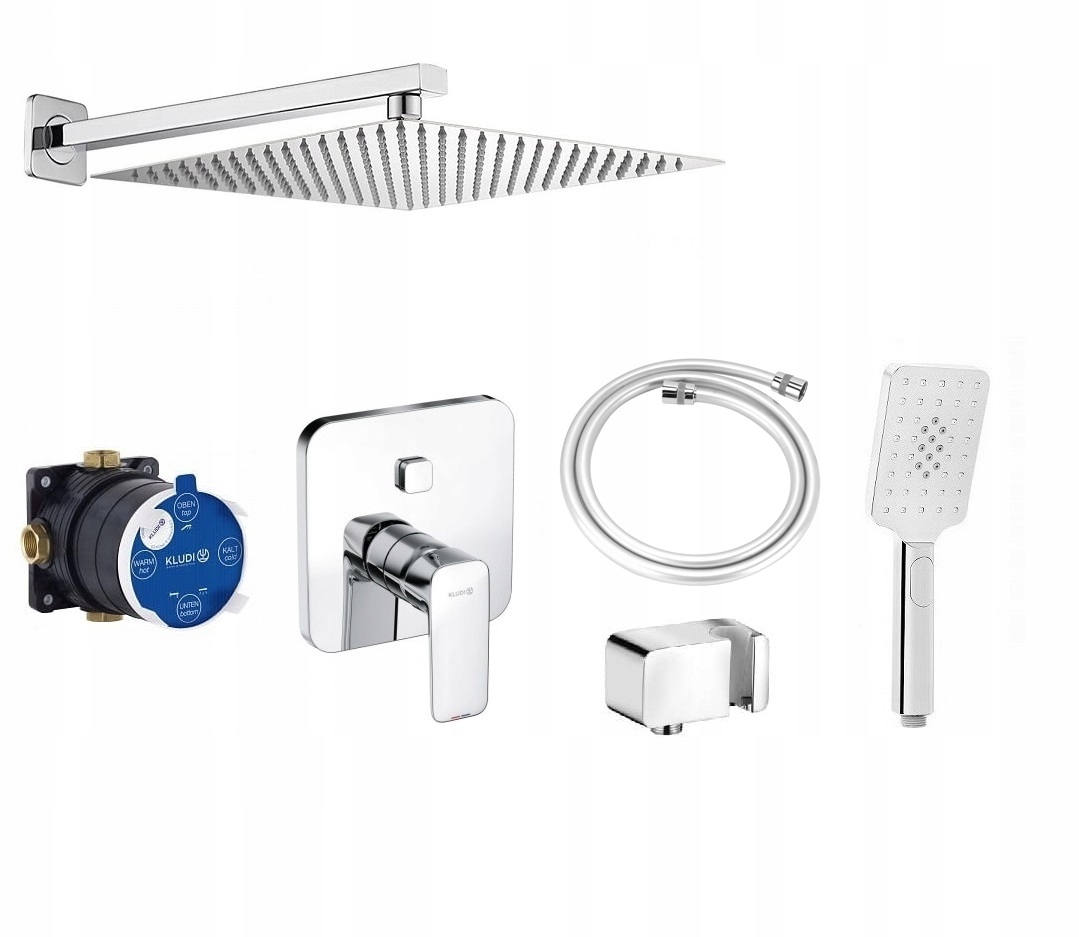 Zestaw prysznicowy z baterią Kludi Pure&style Push & Switch 25cm