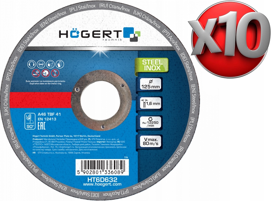 

Tarcza Korundowa 125 Do Cięcia Metalu Inoxu 10szt.