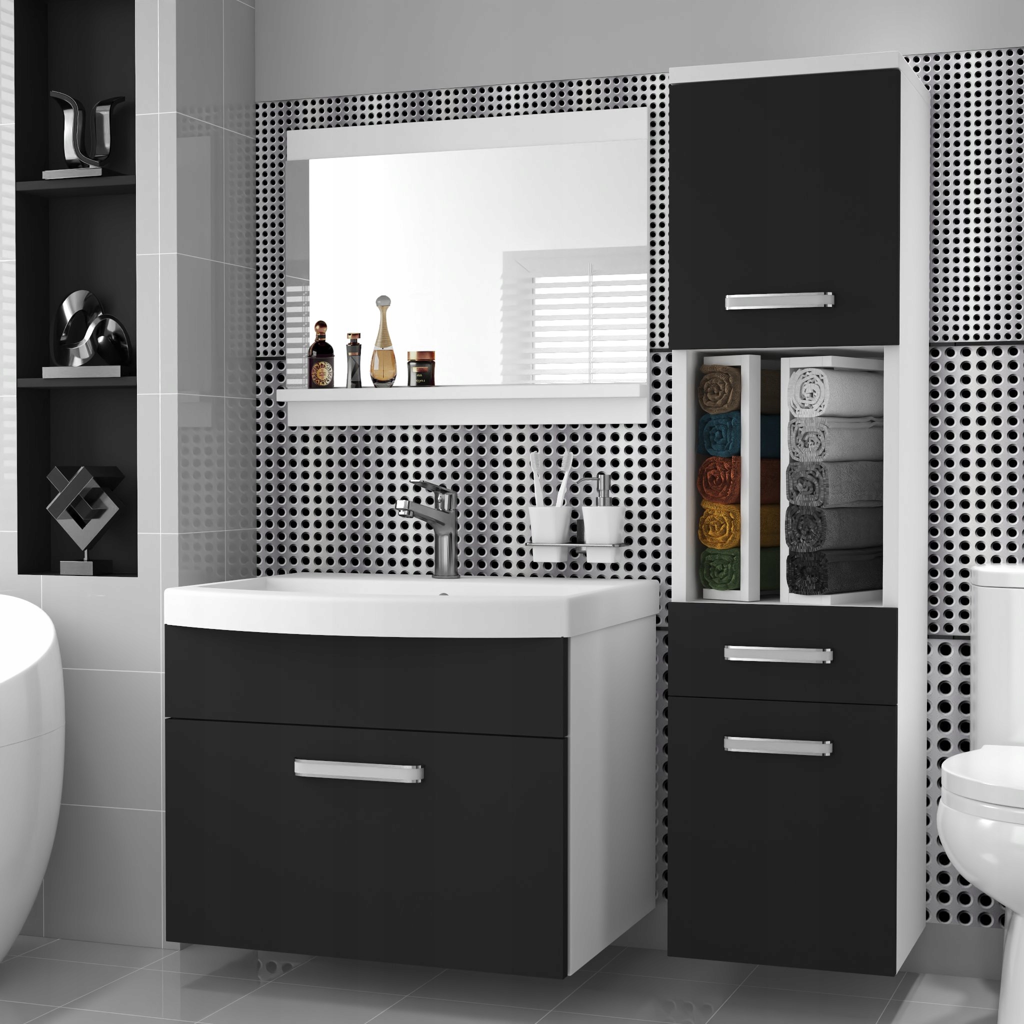 Meble łazienkowe z LUSTREM z UMYWALKĄ Materiał inny