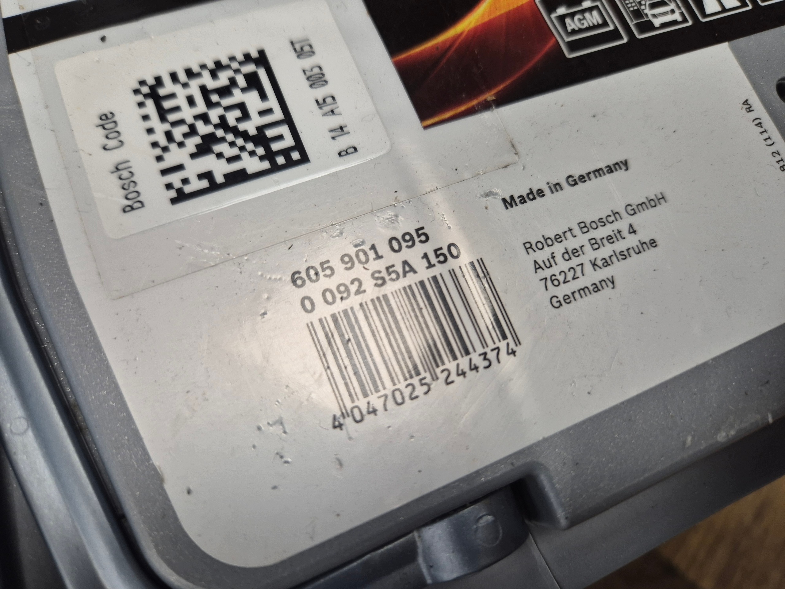 battery BATERIA AGM BOSCH 12V 105Ah 950A 2020 year STAN 91%