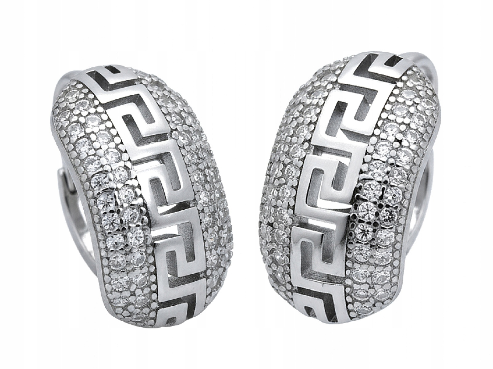 Dámské náušnice ze stříbra 925 Řecký Vzor se zirkony, anglické zapínání