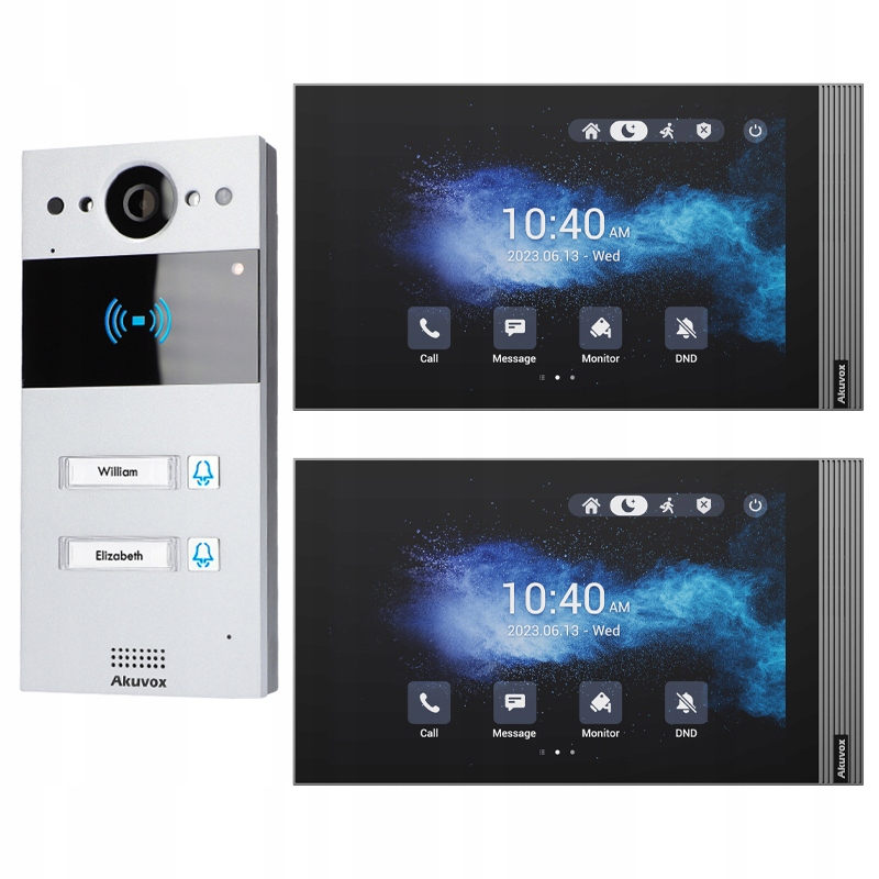 Wideodomofon Akuvox R20B 2 monitory S563W dwurodzinny WiFi Ip Sip