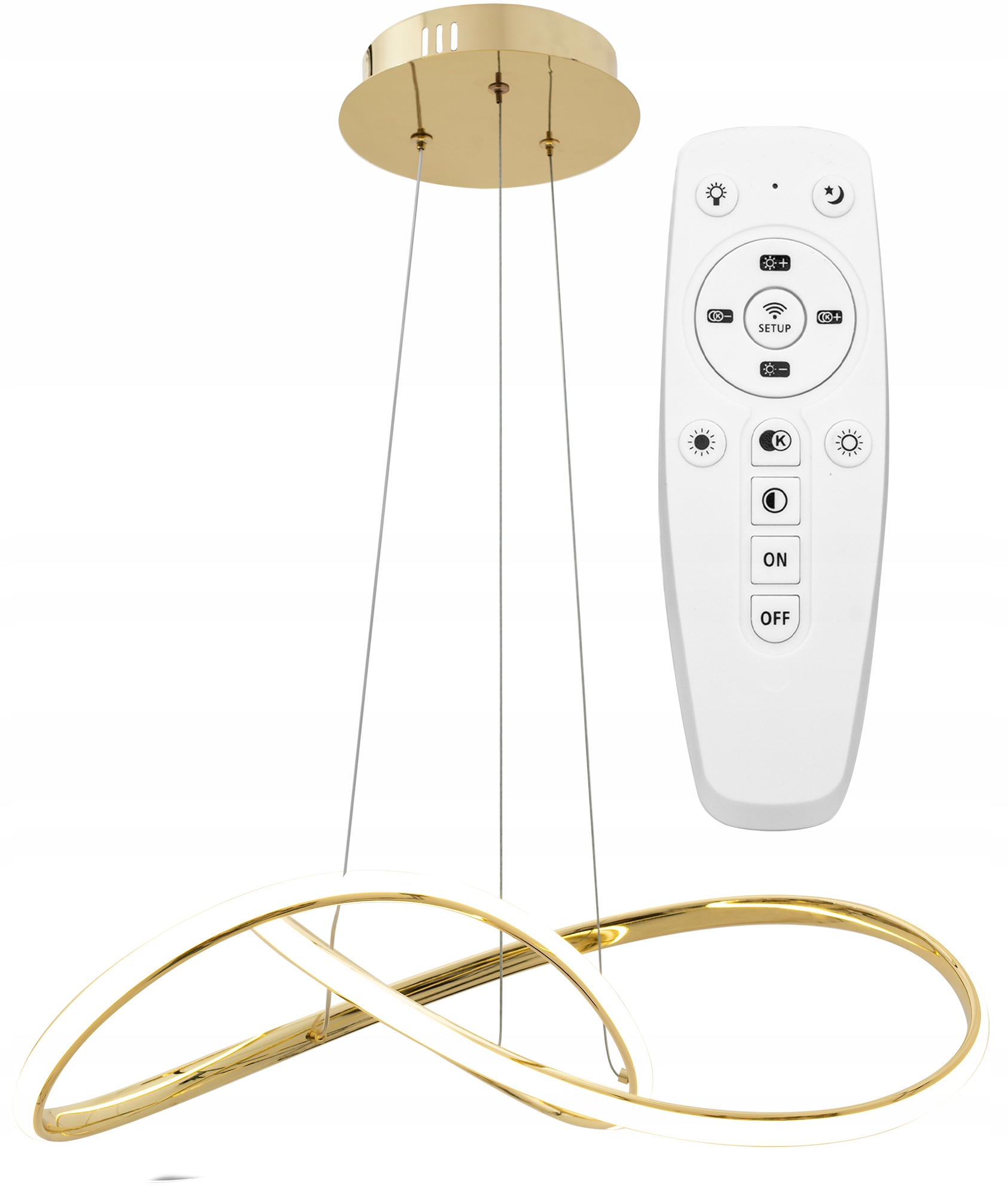 Led Luster Ring Diaľkový Ovládač Zlatá Stropná Závesná Lampa Moderná Led