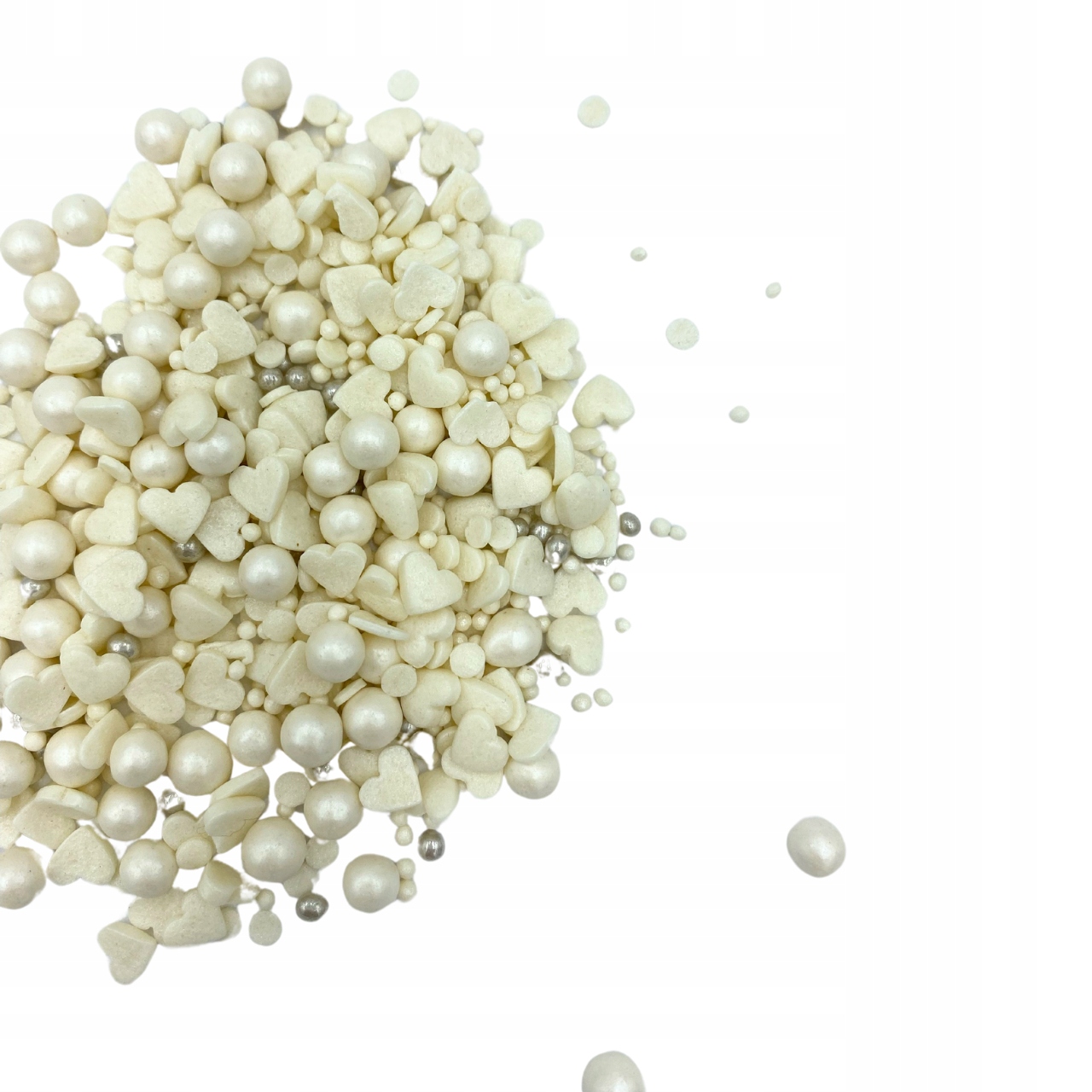 Posypka Cukrowa Biała Perełki I Serduszka Premium 1KG Na Tort Ditarte