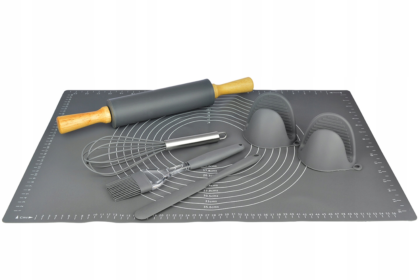 PRZYBORY SILIKONOWE MATA + WAŁEK ŁAPKI ZESTAW 7EL.