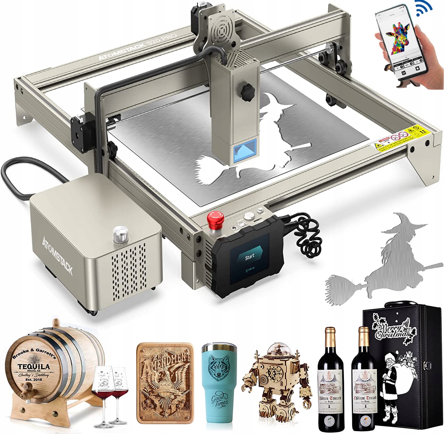 Grawerka laserowa ATOMSTACK S20 PRO 130W grawer laserowy + pompa