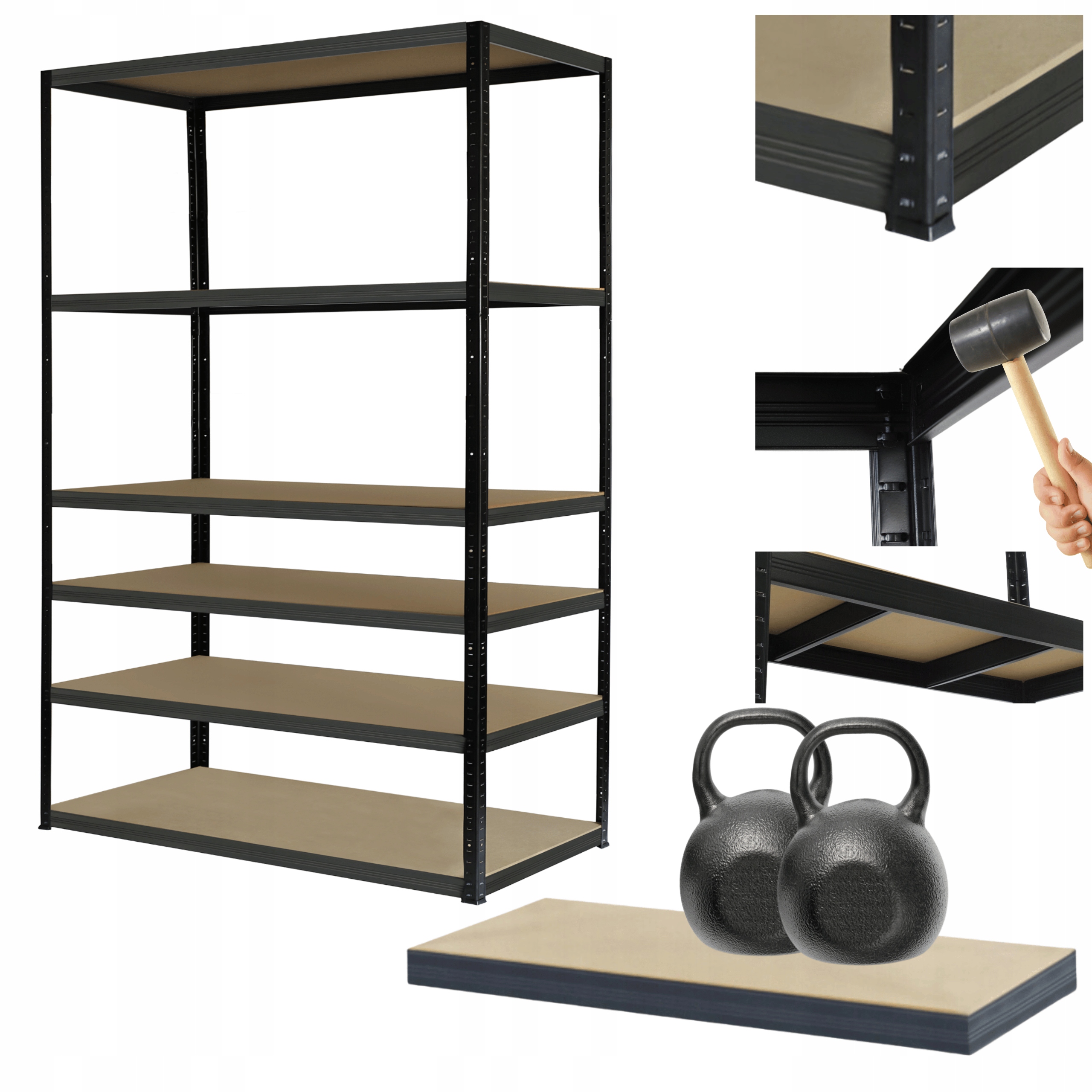 Dielenský regál kovový stojan Helios 196x110x50 cm 6Px275 kg Silný Poľský