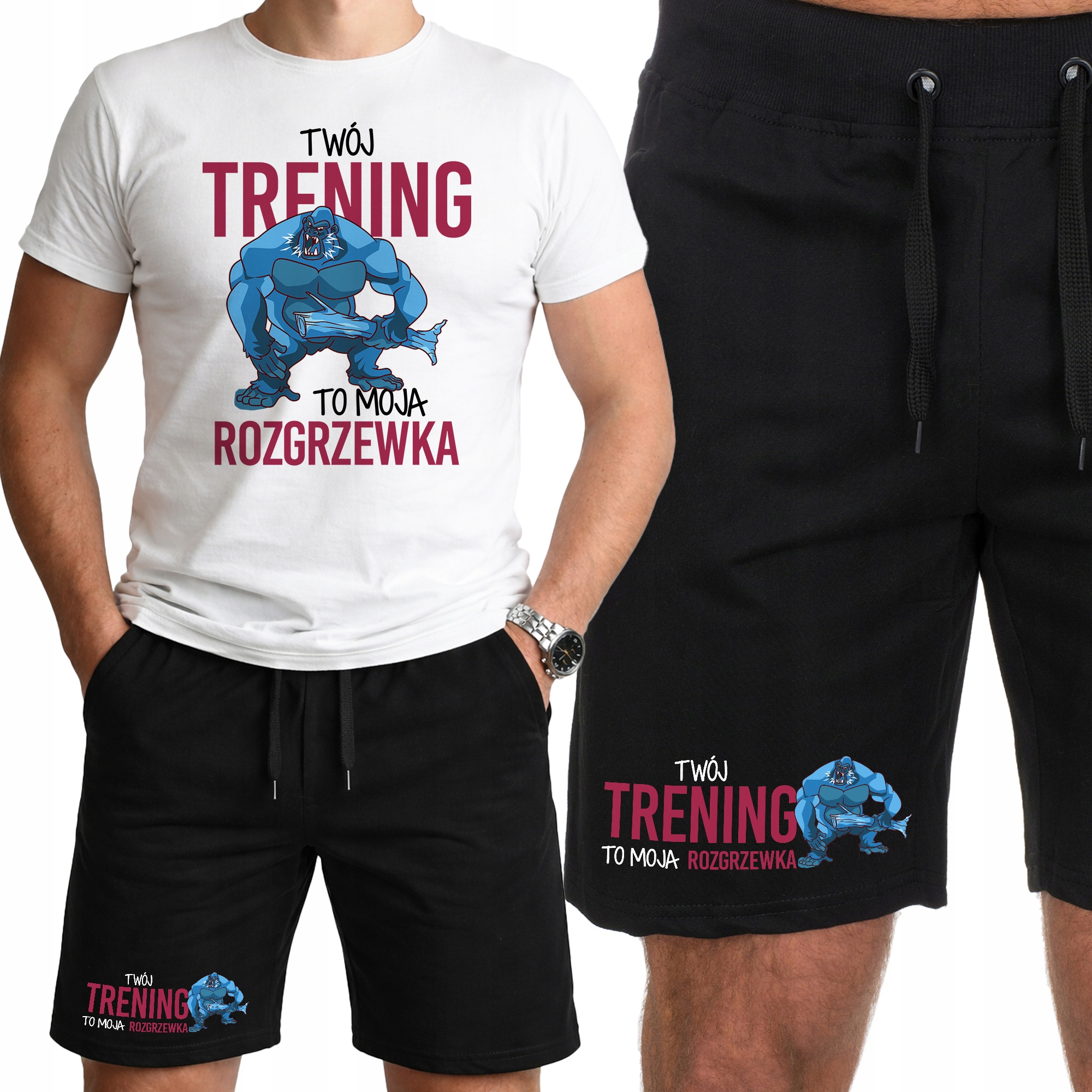 Sportovní komplet Pánský Set Oblečení na Trénink Posilovna Moje Rozcvička- M