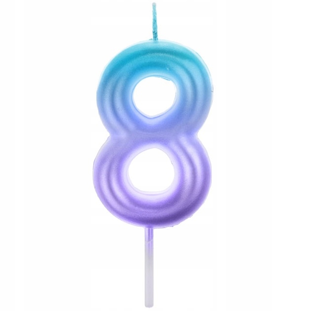 ŚWIECZKA CYFERKA CYFRA 8 OMBRE niebieska fioletowa Marka Arpex