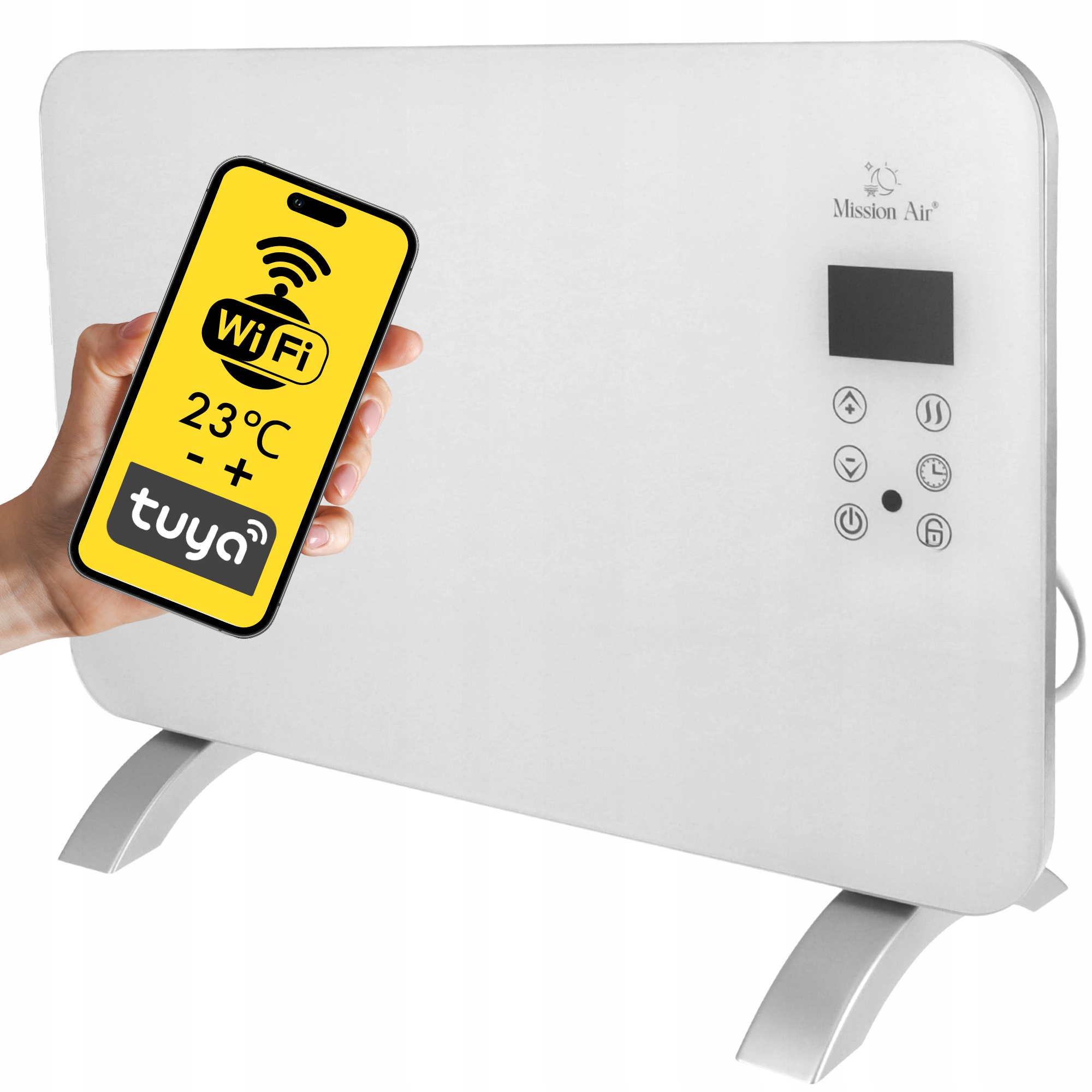 Elektrický Konvektorový Ohřívač Skleněný Panel energeticky úsporný 1000W WiFi