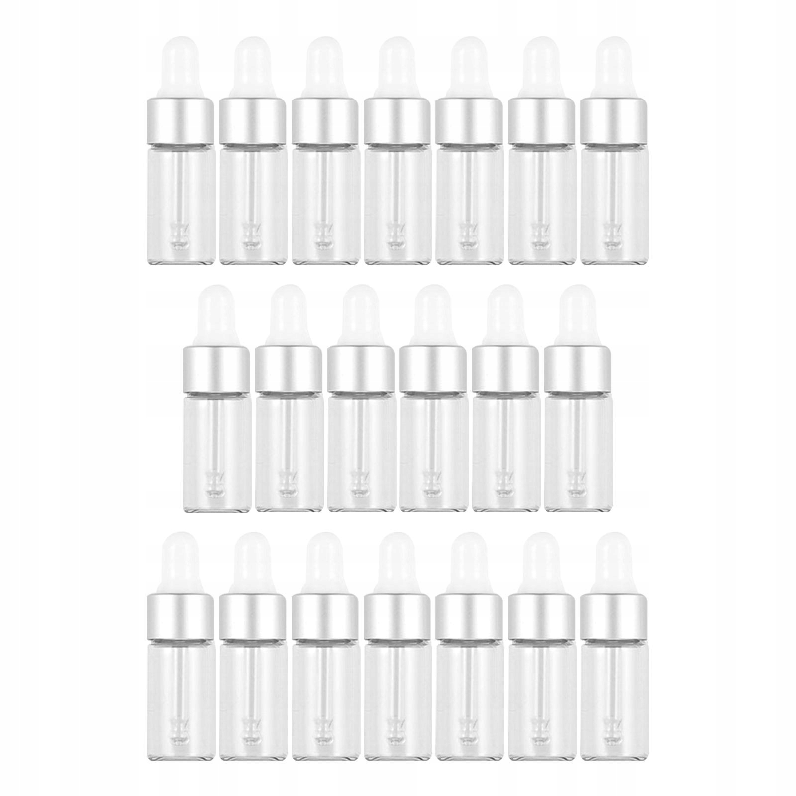 20 ks sklenené fľaštičky s kvapkadlom prázdne strieborné 3ml