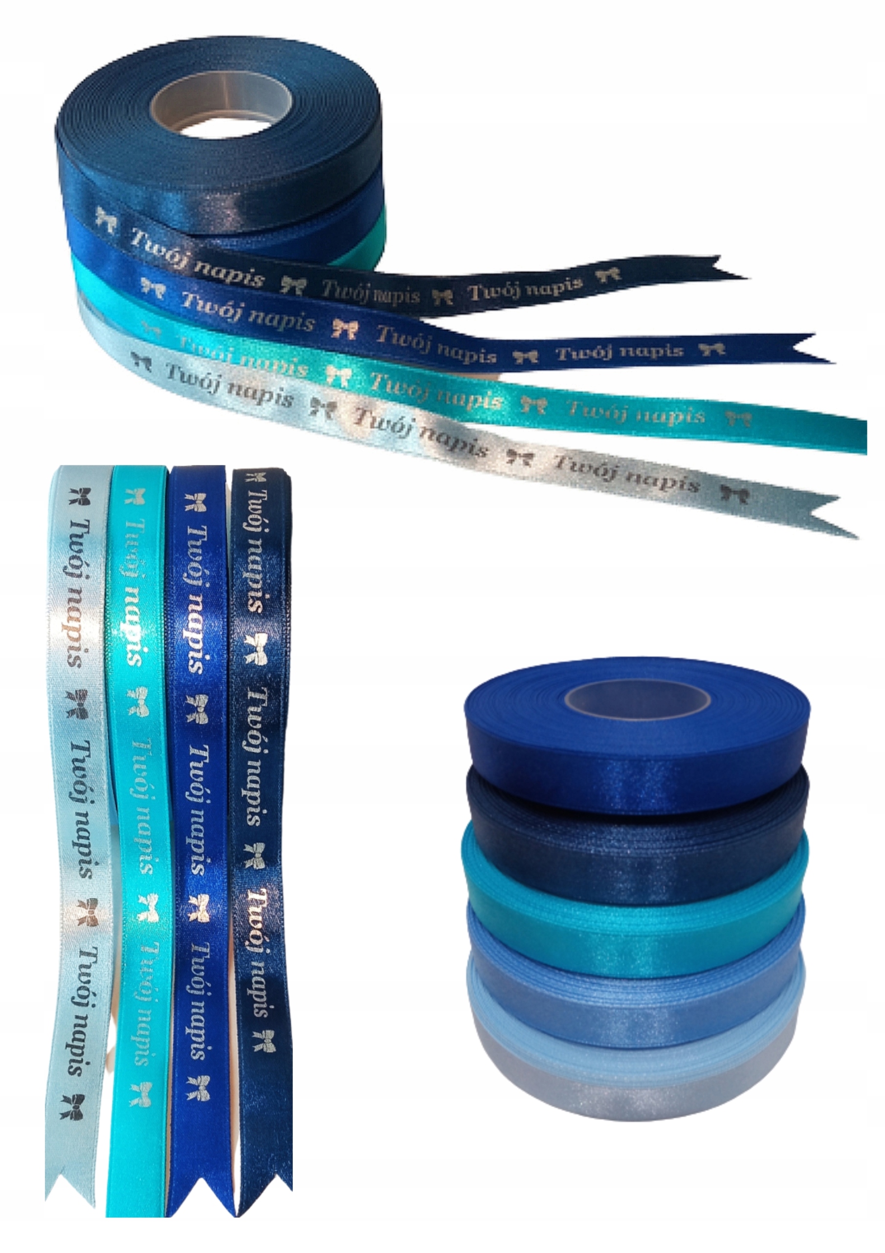 Wstążka z nadrukiem, logo własny tekst, grafika Marka inny