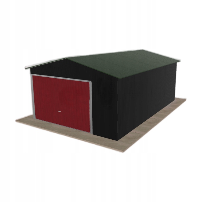 Plechová garáž 4x6 m jednopolohová, dvouspádová, černá