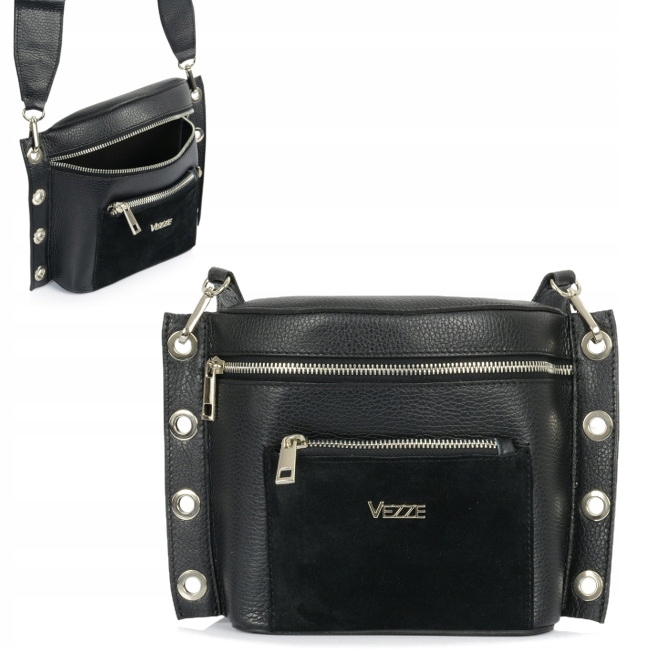 

Czarna Torebka damska skórzana Listonoszka