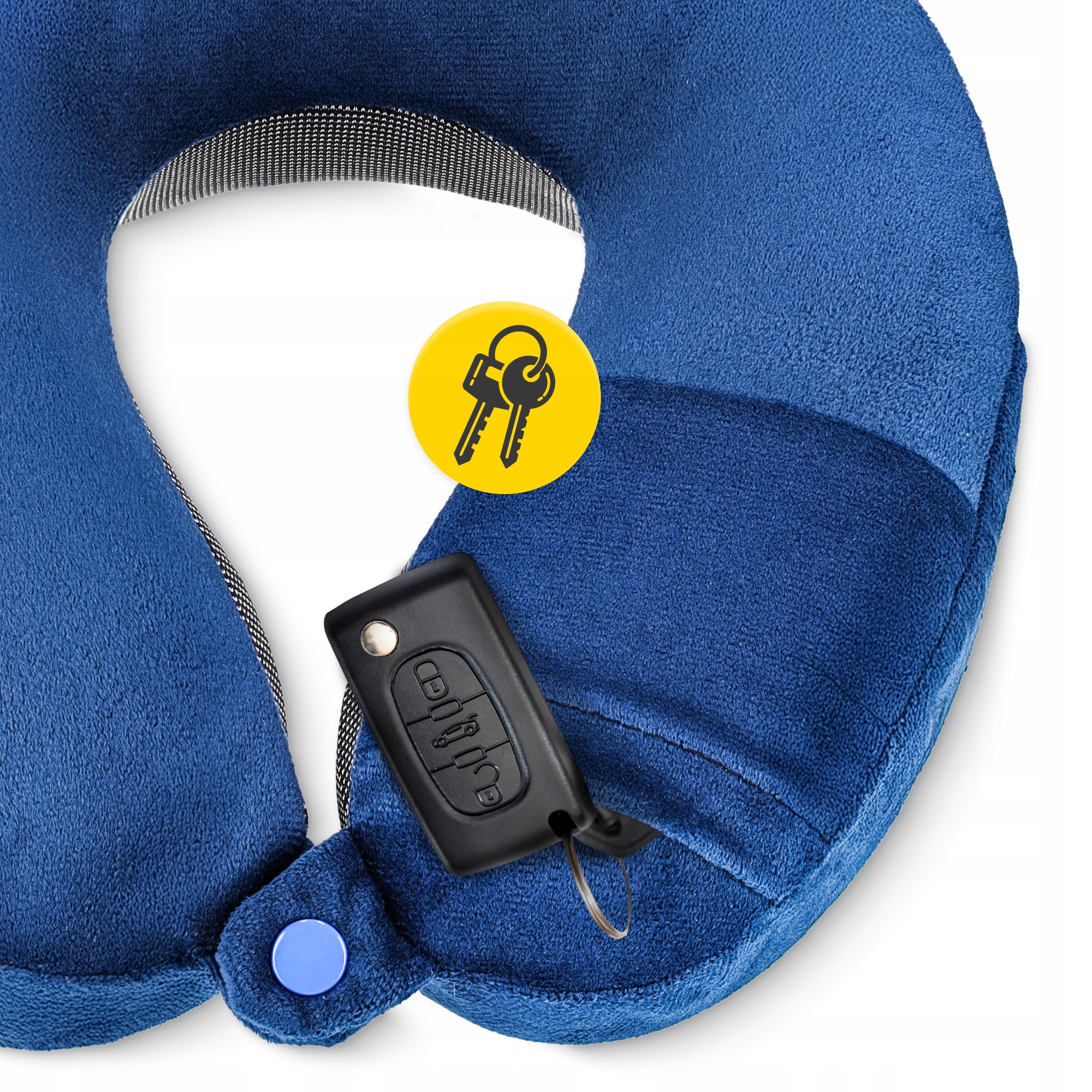 PODUSZKA PODRÓŻNA TURYSTYCZNA ROGAL ZAGŁÓWEK NA SZYJĘ PIANKA VISCO MEMORY Kolor dominujący niebieski