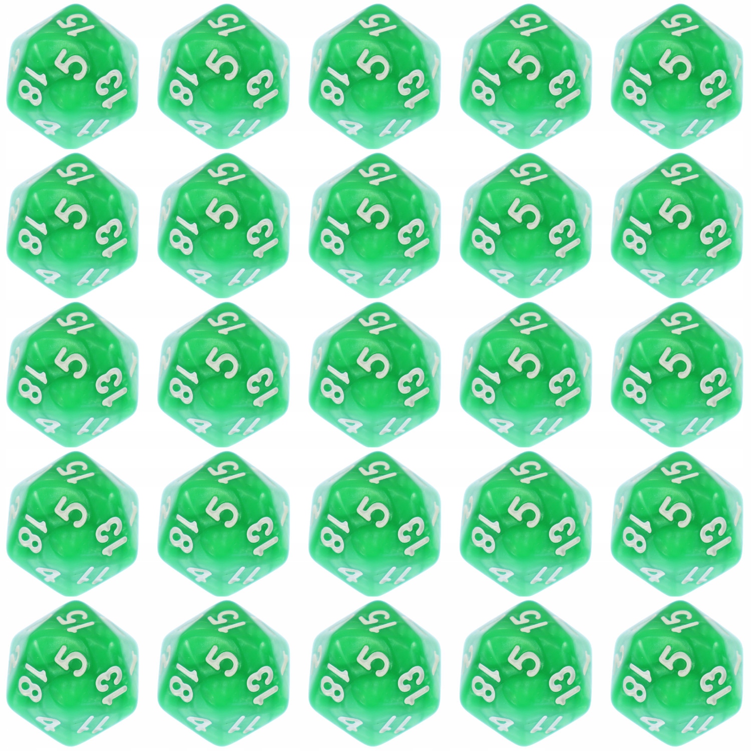 ZESTAW 25 KOSTEK K20 RPG BAGNO UTOPCÓW KOŚĆ DWUDZIESTOŚCIENNA