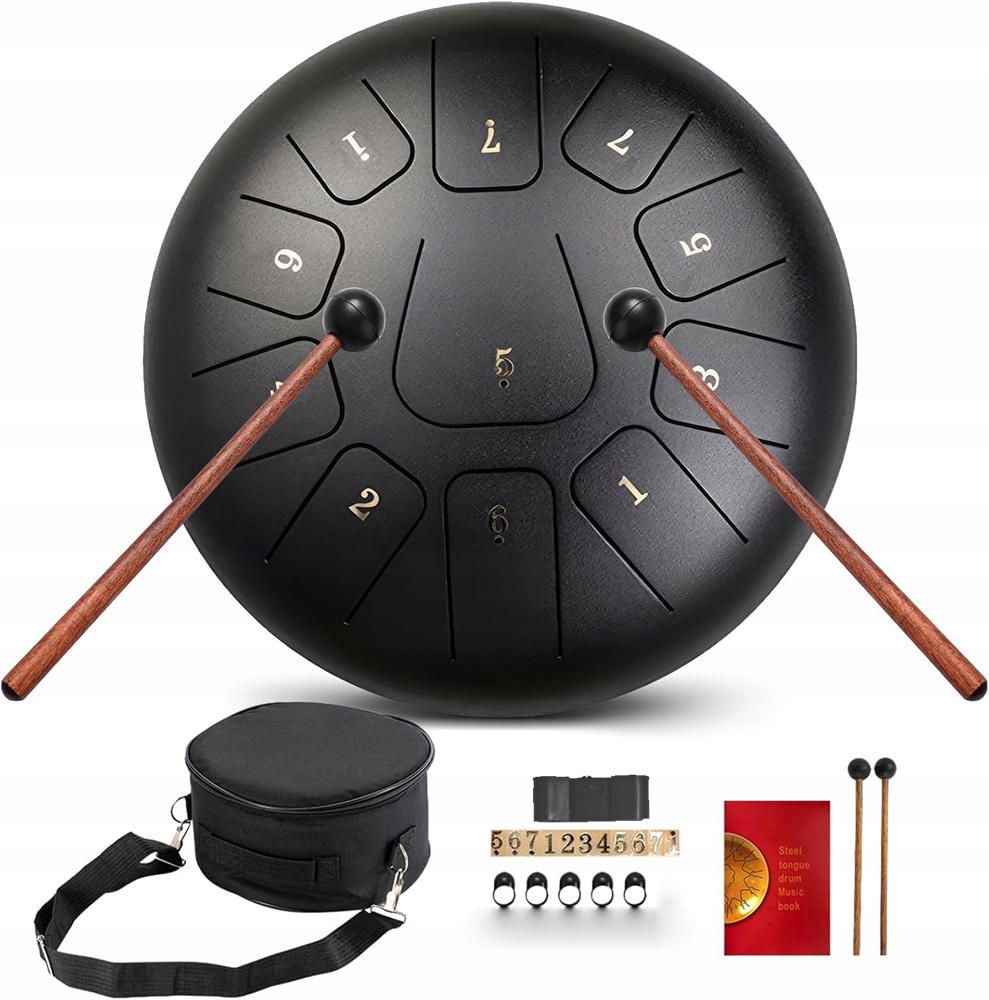 Jazykový buben Ocelový 11 tónů Bicí nástroje Buben Handpan 10"