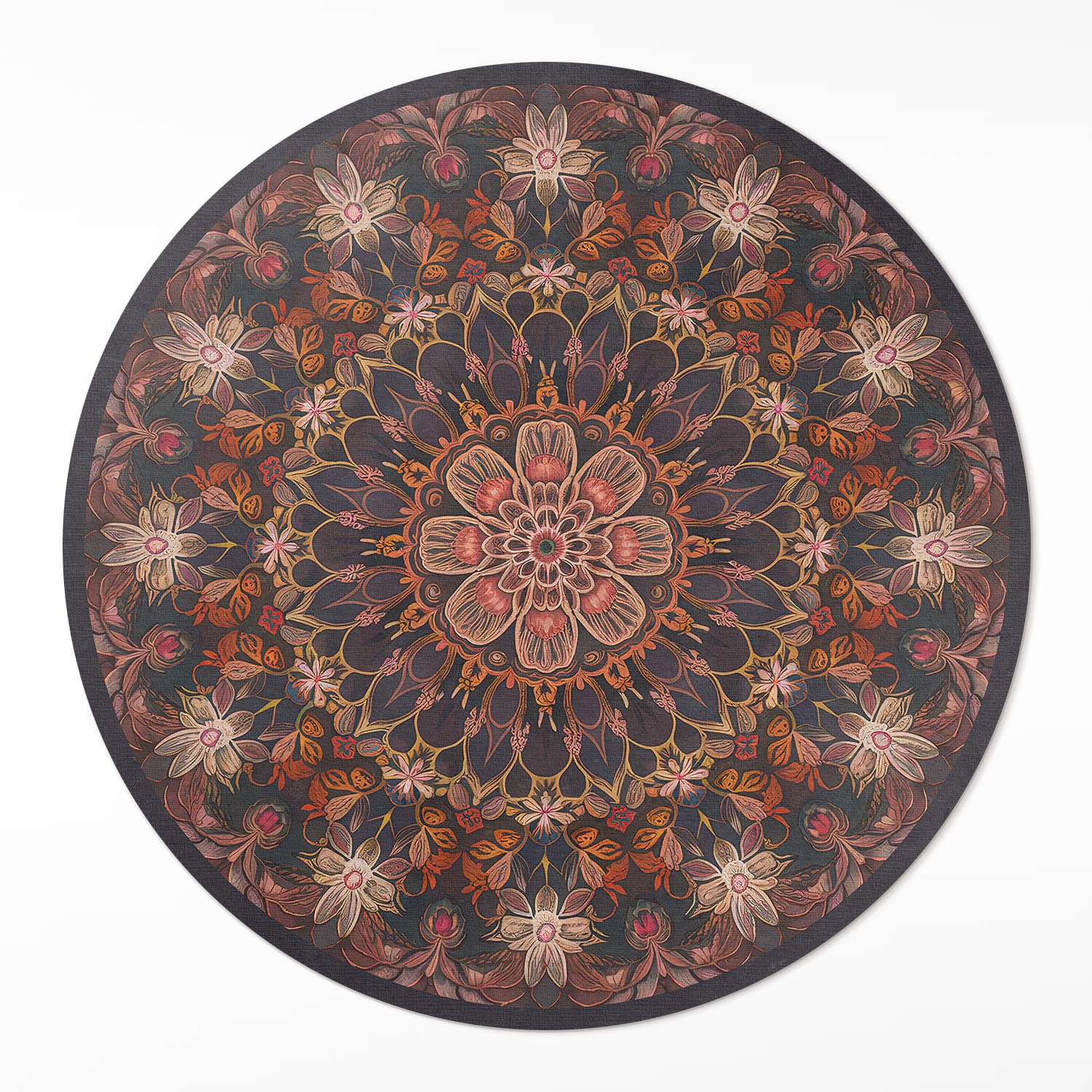 Kulatý Koberec Vinyl Orientální dekorace vzor s rostlinným motivem ⌀ 120 cm