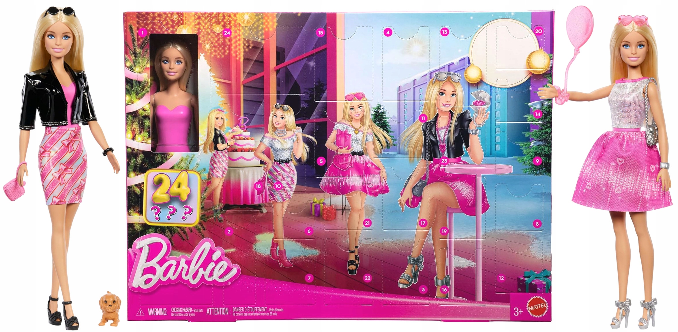 Kalendarz adwentowy lalka Barbie Mattel 24 niespodzianki modowy