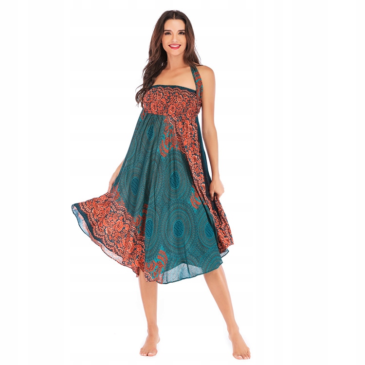 ZWIEWNA DŁUGA SPÓDNICA MAXI DO KOSTEK BOHO DAMSKAL Zapięcie wiązanie