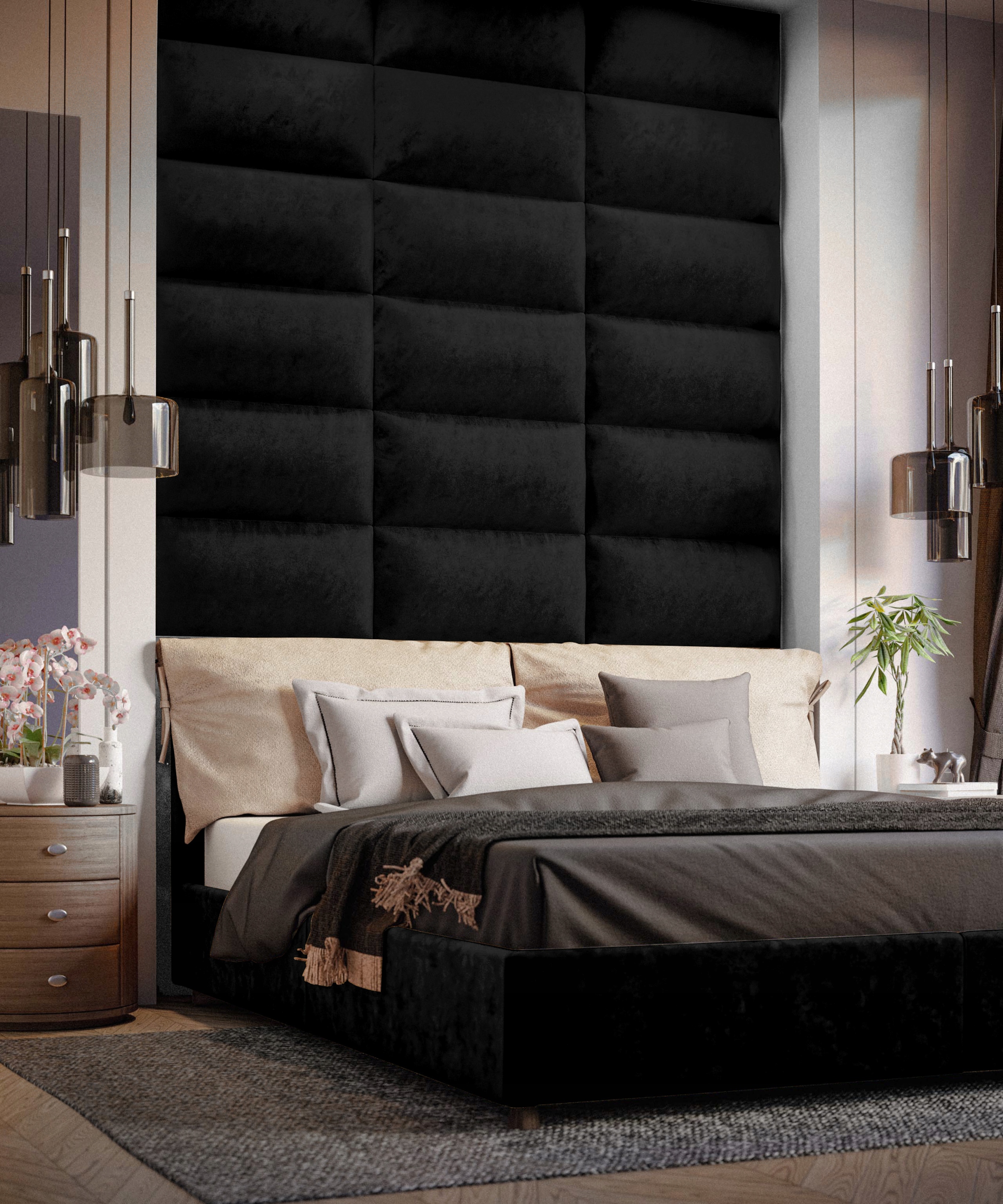 PANELE TAPICEROWANE ŚCIENNE WEZGŁOWIE 3D 50x40 Wysokość mebla 40 cm