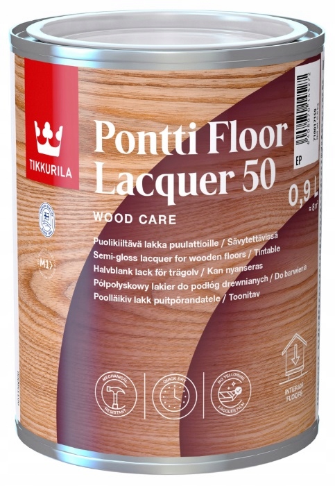 Tikkurila Pontti Floor Lacquer 50 Ep Lakier Do Podłóg Bezbarwny Półmat 0.9L