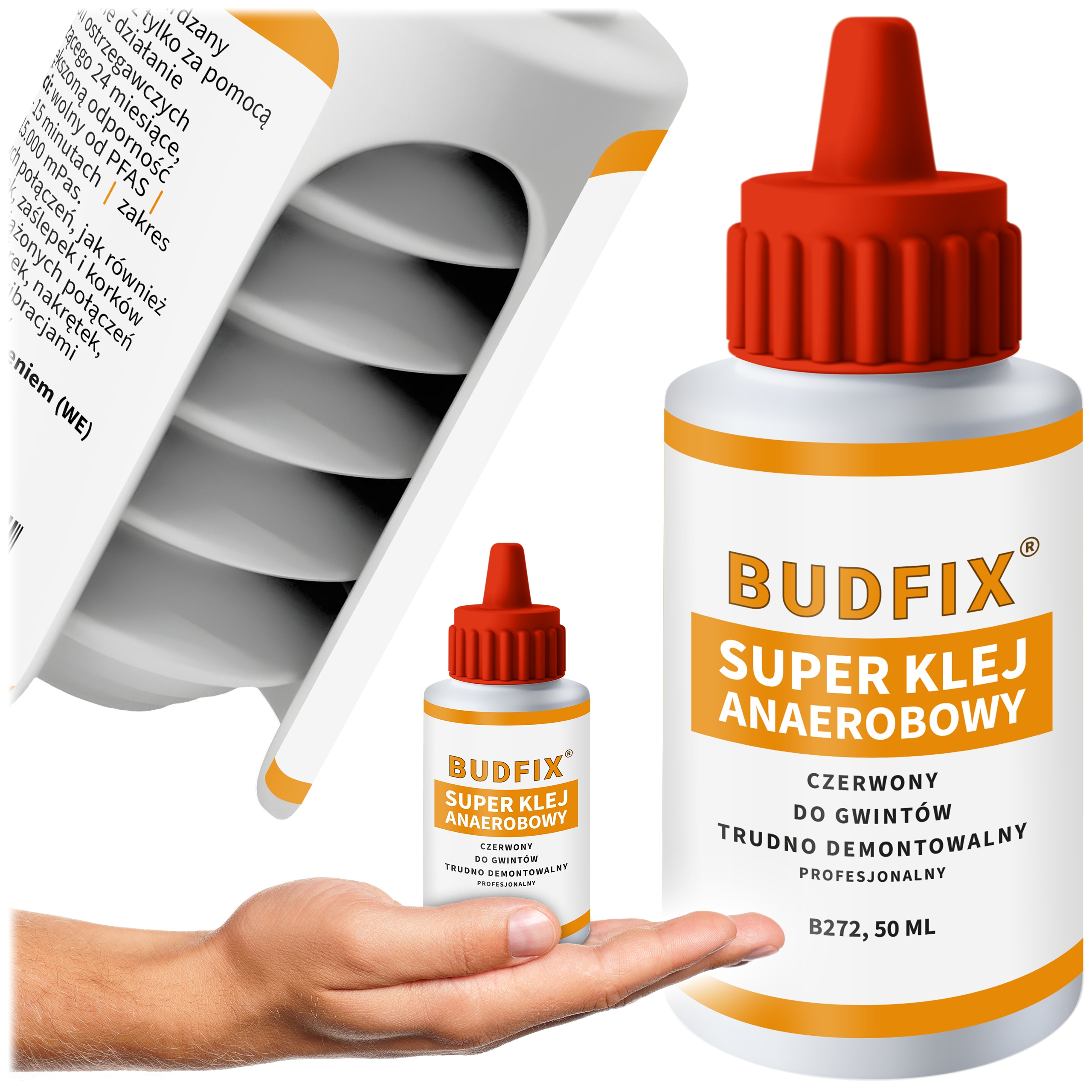 Klej Do Śrub Czerwony Mocny gęsty do gwintów M36 50ml Budfix 272 Bezpieczny