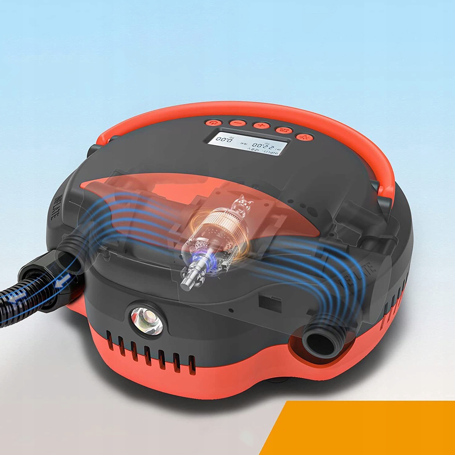 POMPKA ELEKTRYCZNA DO DESKI SUP SAMOCHODOWA ZESTAW + 6 KOŃCÓWKI 22PSI 12V Stan opakowania oryginalne