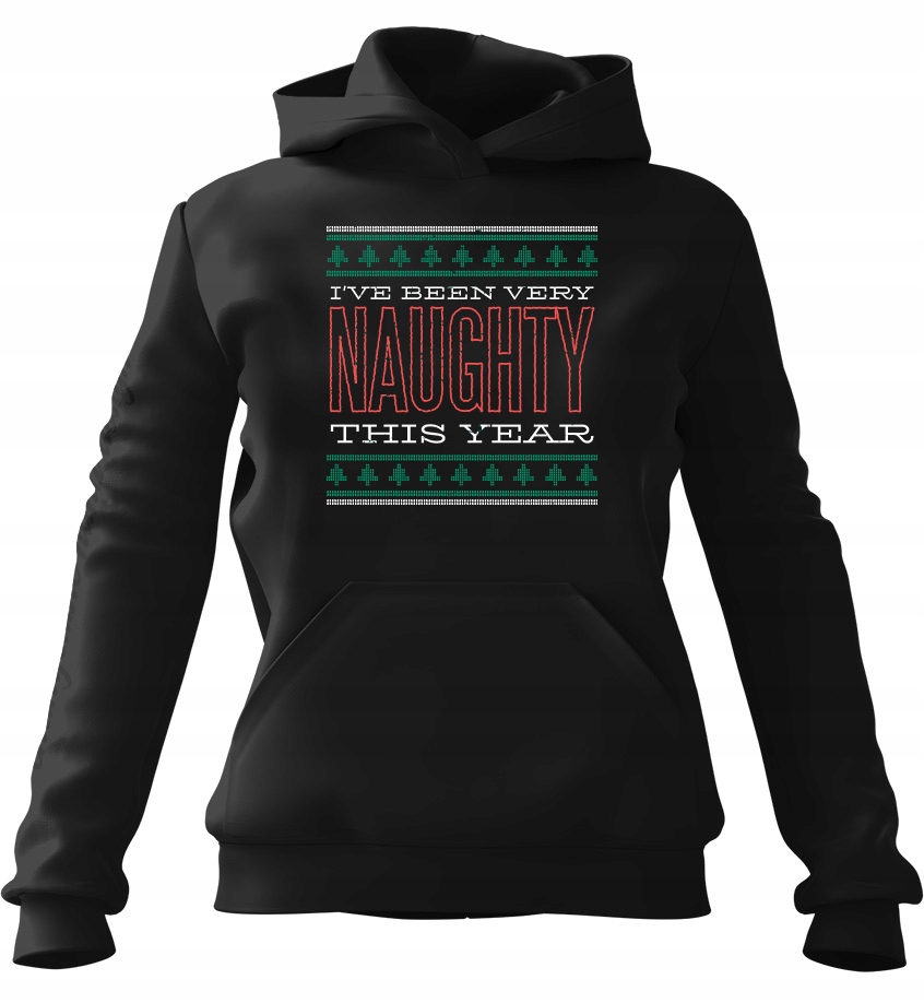 pánská mikina s kapucí Naughty Christmas Černá M Pro něj Chlapa Manžela Chl