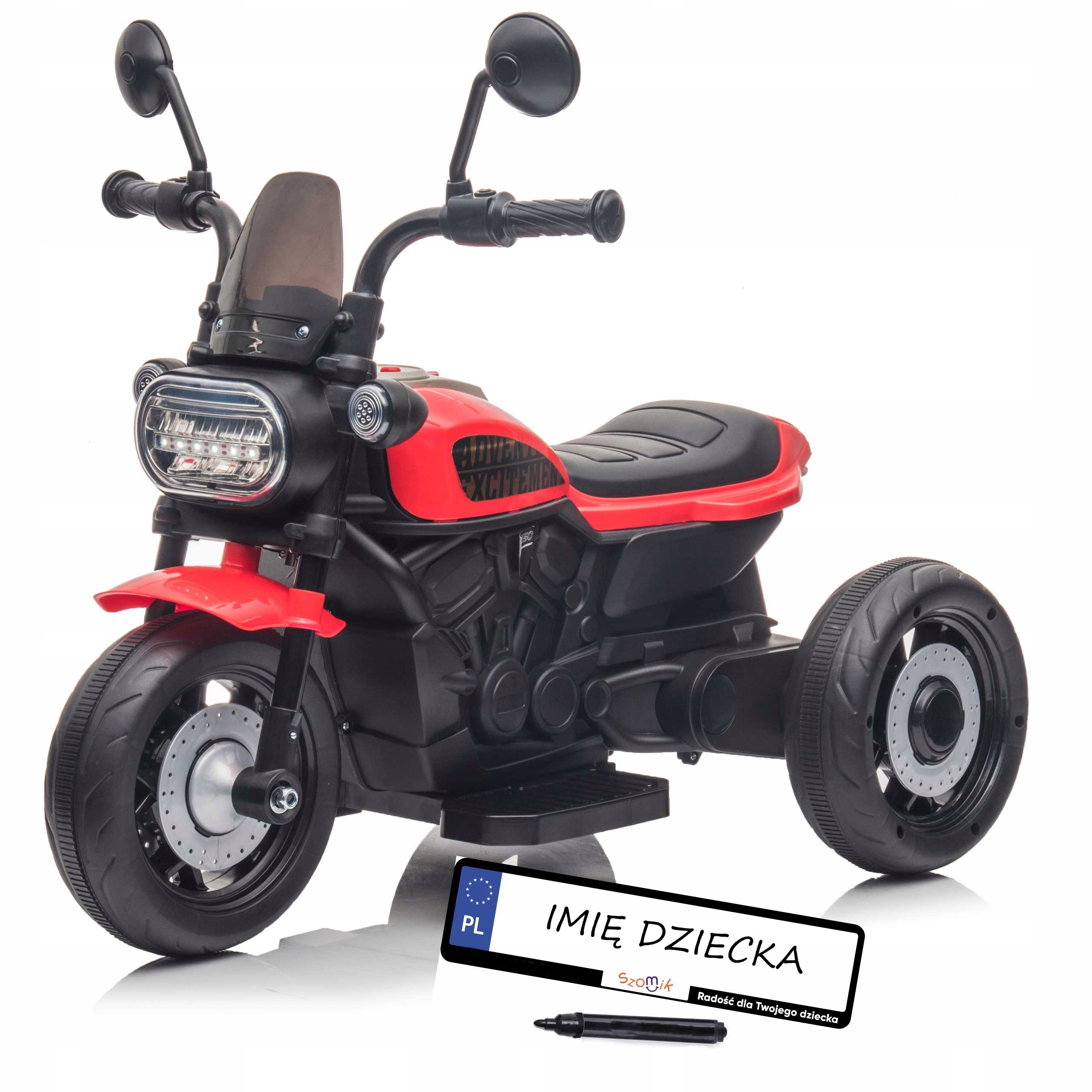 Motorek Dla Dzieci Na Akumulator Dźwięki Motor Trike Tablica