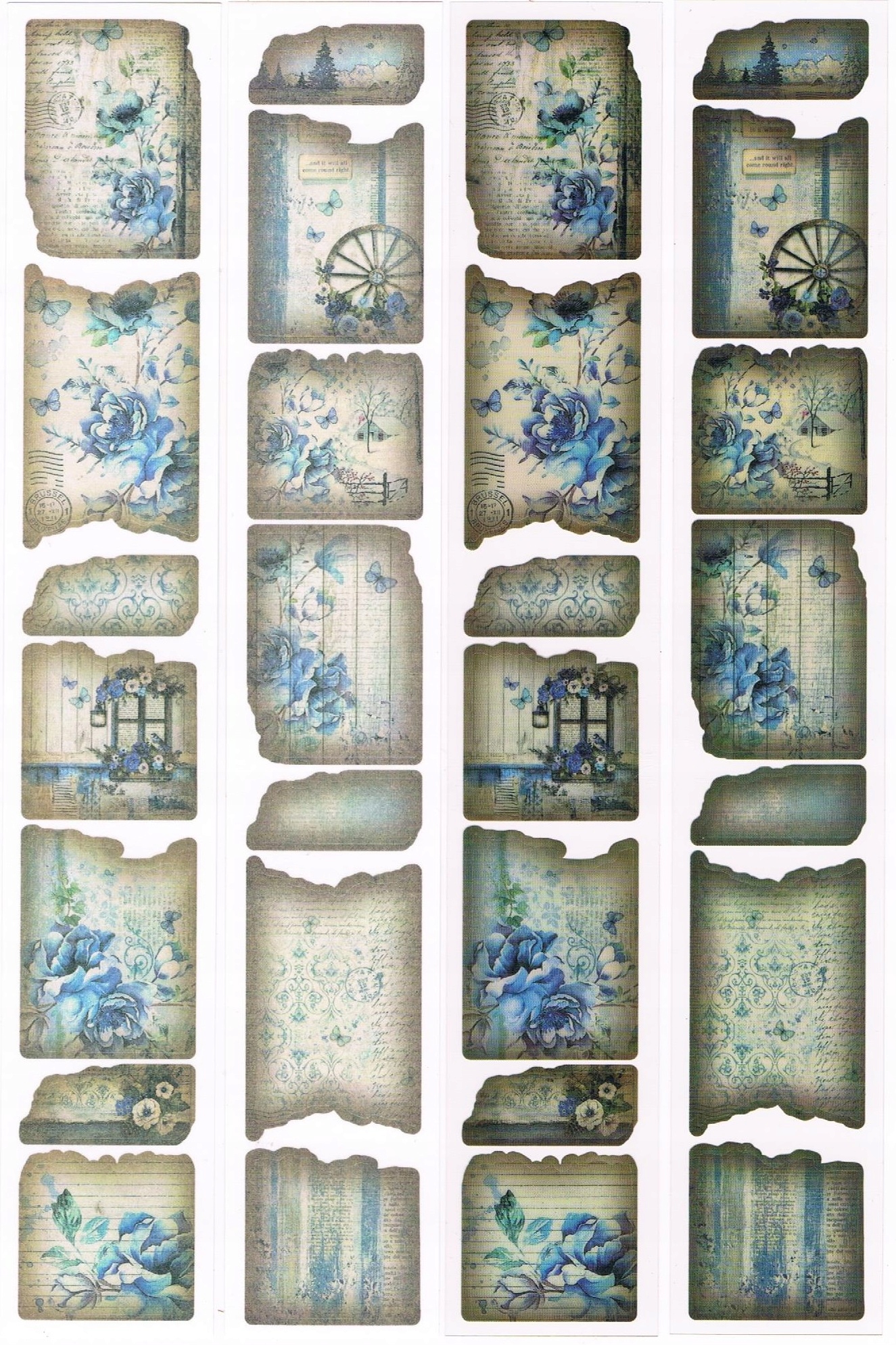 Naklejki Scrapbooking 4 Arkusze Vintage Kwiaty