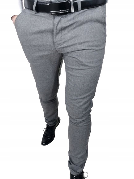 Pánské šedé elegantní hladké kalhoty Grs 30