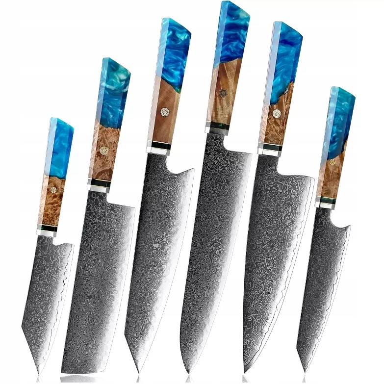 Sada damaškových kuchynských nožov Ku 20025 Modrá KP-20025