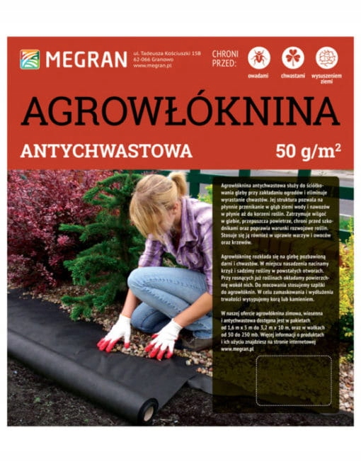 

Agrowłóknina 50g/m2 Antychwastowa 1,6mx10m Megran