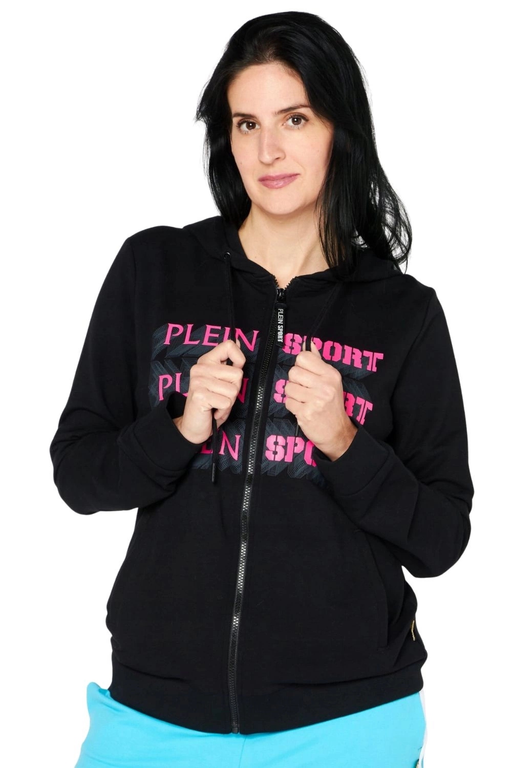 Mikina Plein Sport černá sportovní bavlněná s dlouhým rukávem vel.