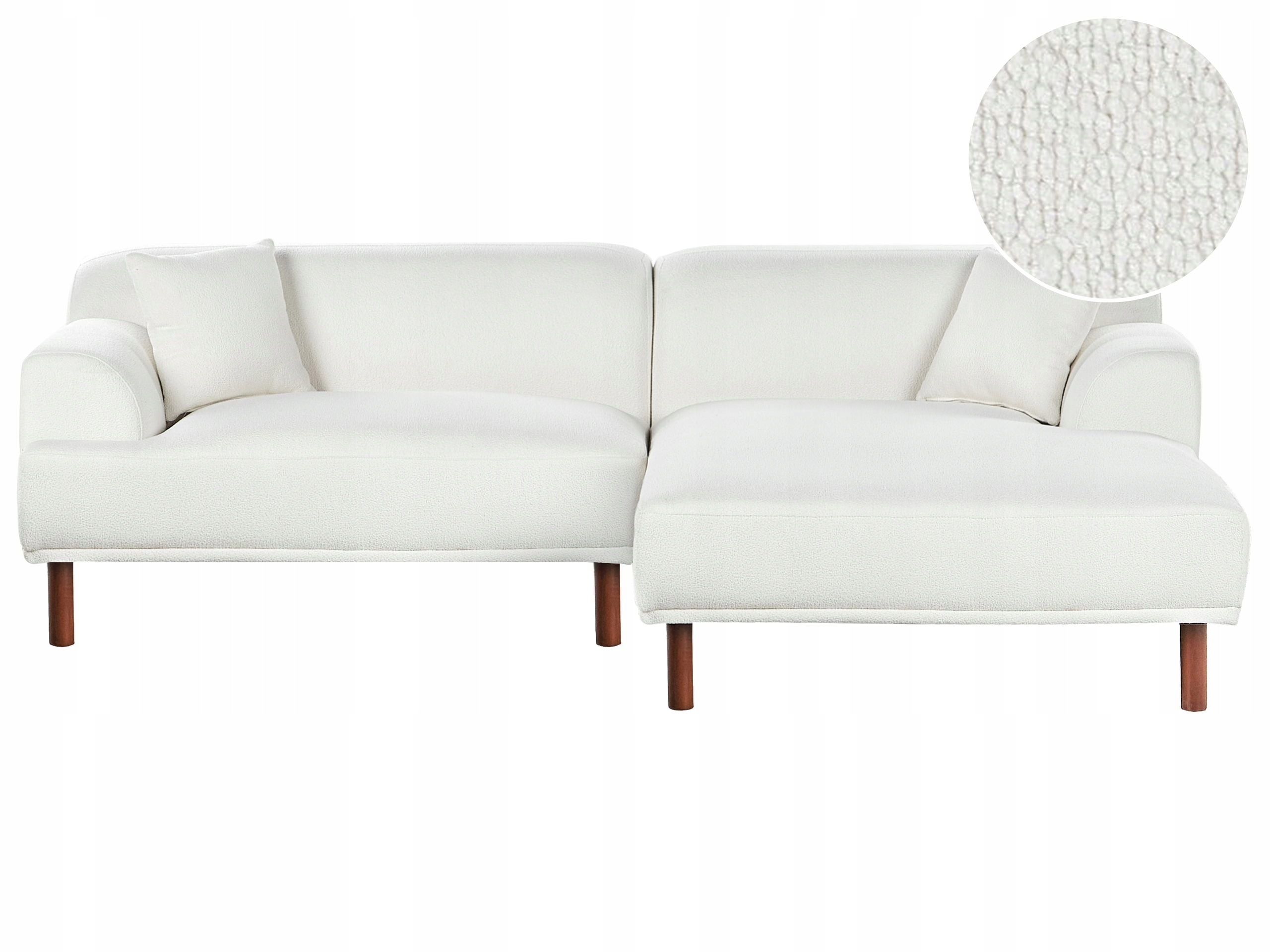 Sofa narożna boucle lewostronna biała