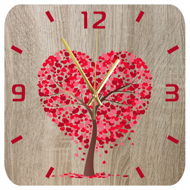 Nástěnné hodiny Nástěnná Dekorace Red Tree of Hearts 45 cm