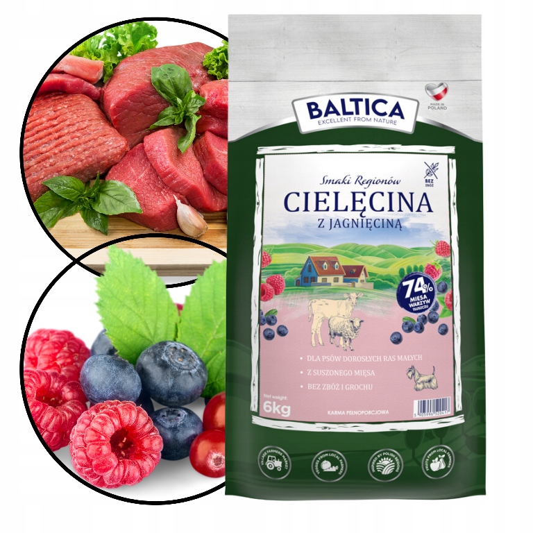 Baltica Smaki Regionów Cielęcina z jagnięciną dla małych psów Xs/s 6kg