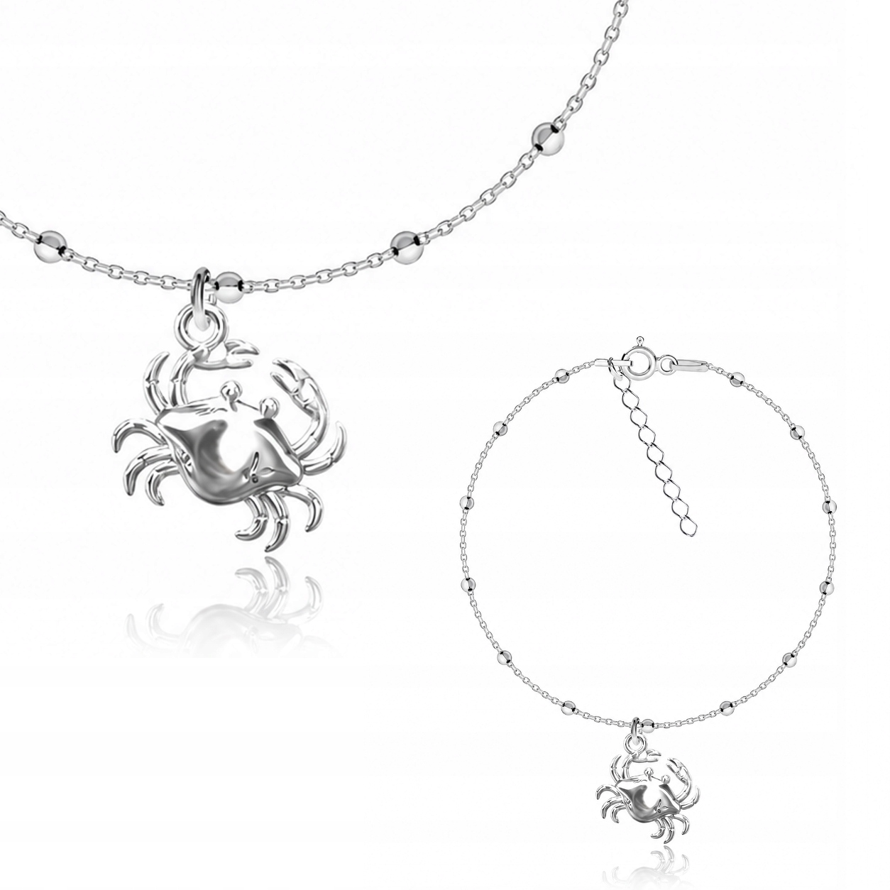 Krab Symbol obnovy a síly Stříbrný kuličkový náramek stříbro 925