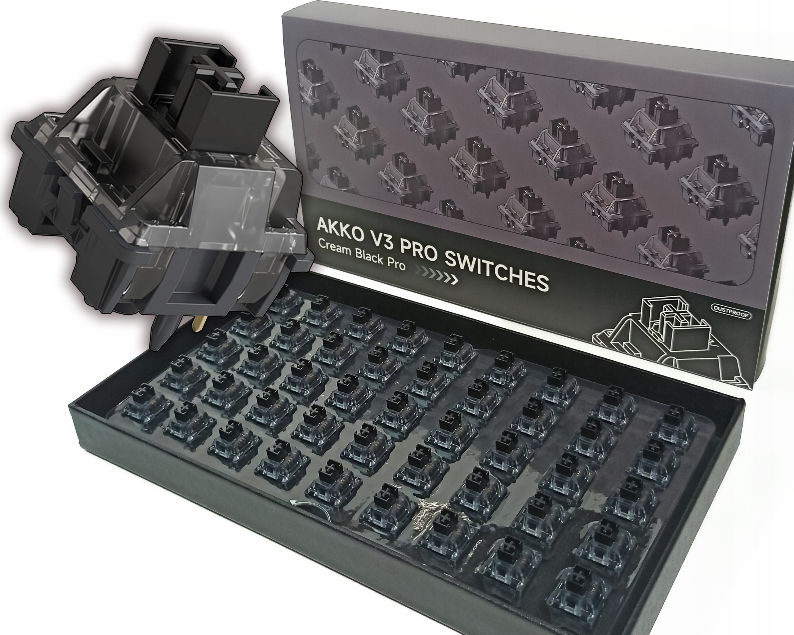 Akko Jelly Cream Black V3 Switch Przełączniki Mechaniczne Lubed 45 szt.