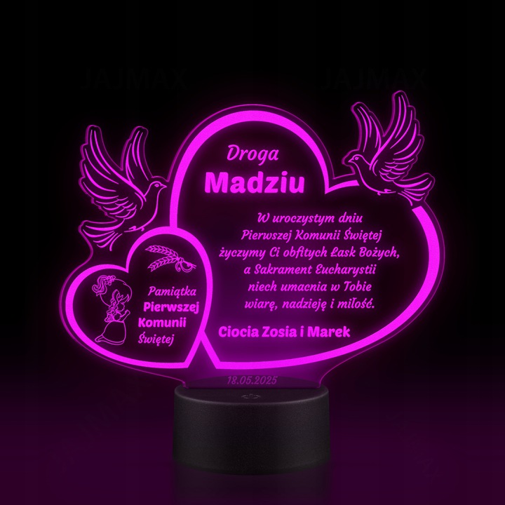Lampka Pamiątka Pierwszej Komunia 16k. LED PLEXIDO Marka Plexido