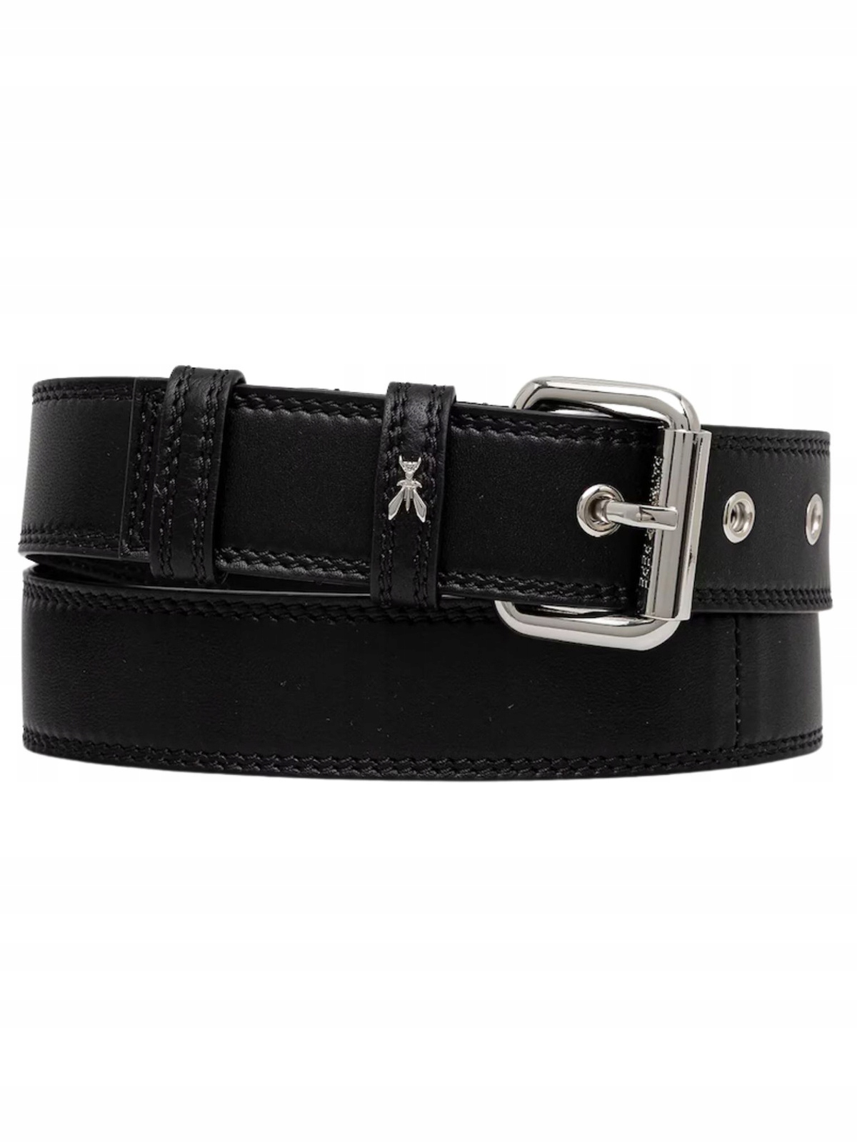 Pásek dámský kožený Patrizia Pepe 2W0023 L113 černý stříbrný Belt: L
